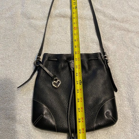 Brighton Heart Black Leather Medium Crossbody Shoulder Purse - Picture 8 of 11